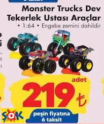 HOT WHEELS OYUNCAK MONSTER TRUCKS DEV TEKERLEK USTASI ARAÇLAR/ADET